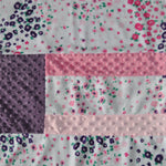 Couverture patchwork personnalisée minky - Champs floral
