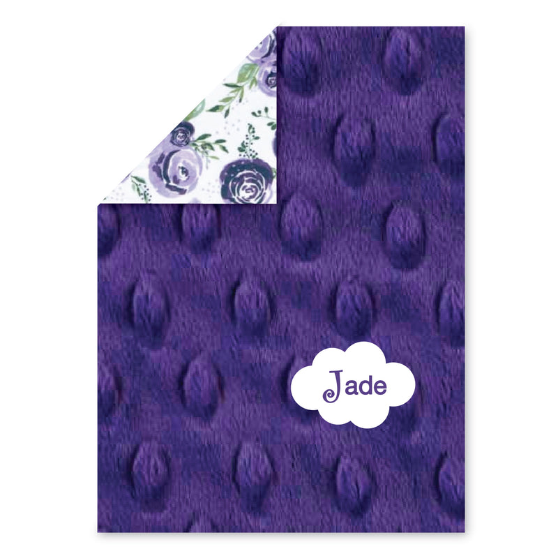 Personalized Minky Blanket - Purple Floral