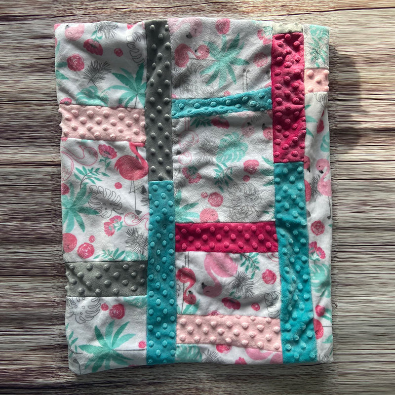 Personalized Minky Patchwork Blanket - Floral Fields